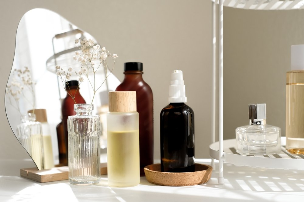 The,Beauty,Product,And,Skincare,Set,On,The,Bath,Shelf